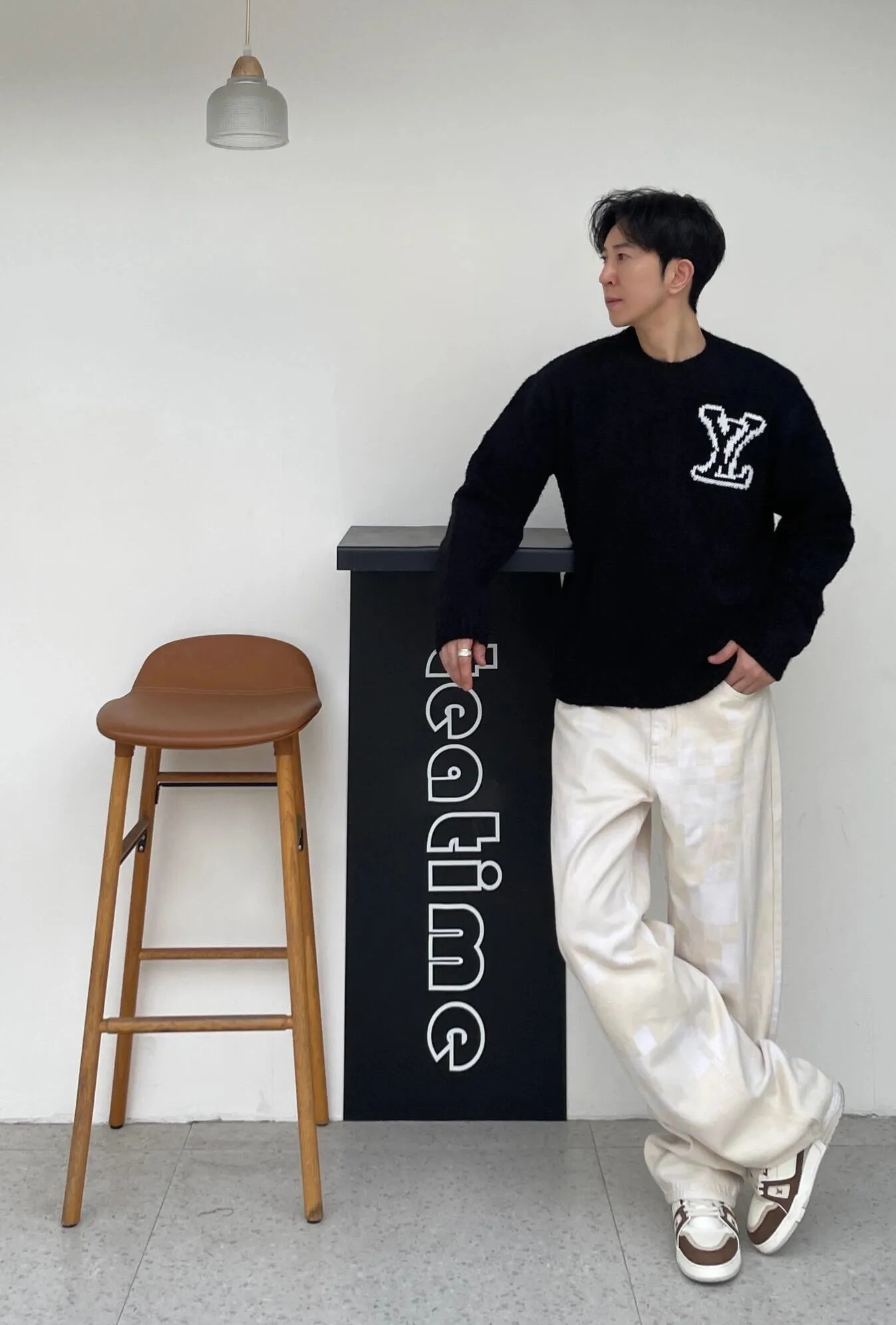 Louis Vuitton front and rear logo jacquard sweater
